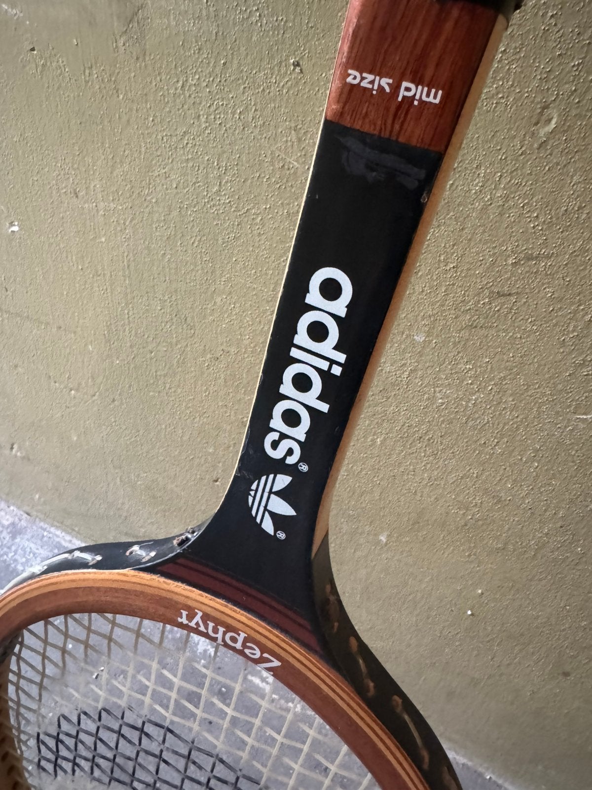 Vintage houten Adidas Zephyr tennisracket, Zo goed als nieuw, Racket, L3, Ophalen
