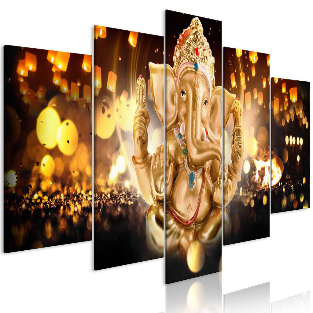 1005 Ganesha Hinduism 5 Luik Schilderij 200x100cm Nieuw, Ophalen of Verzenden