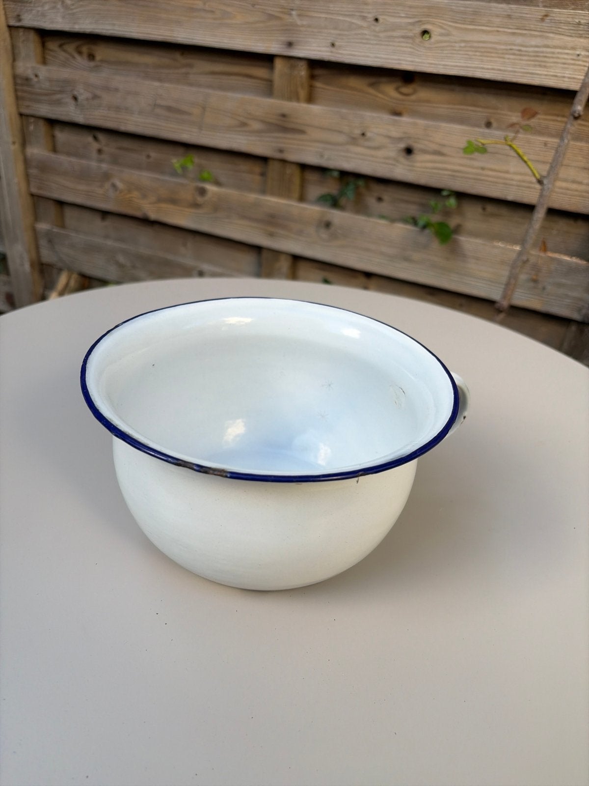 Traditionele Witte Emaille Pispot met Blauwe Rand, Ophalen of Verzenden