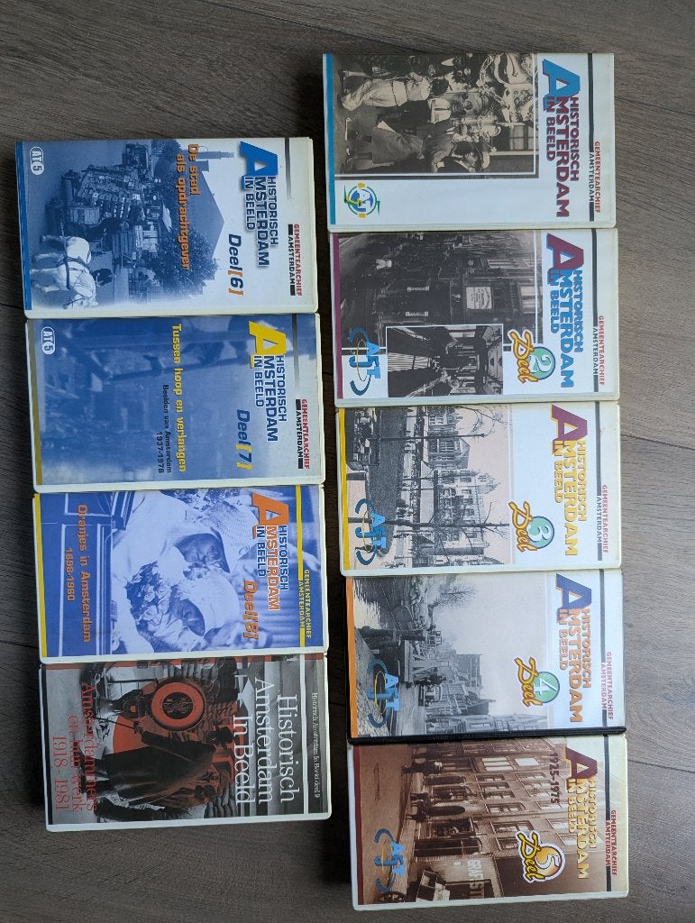 9 videobanden over Amsterdam vroeger  - complete serie, Cd's en Dvd's, VHS | Film, Gebruikt, Nederlandstalig, Alle leeftijden