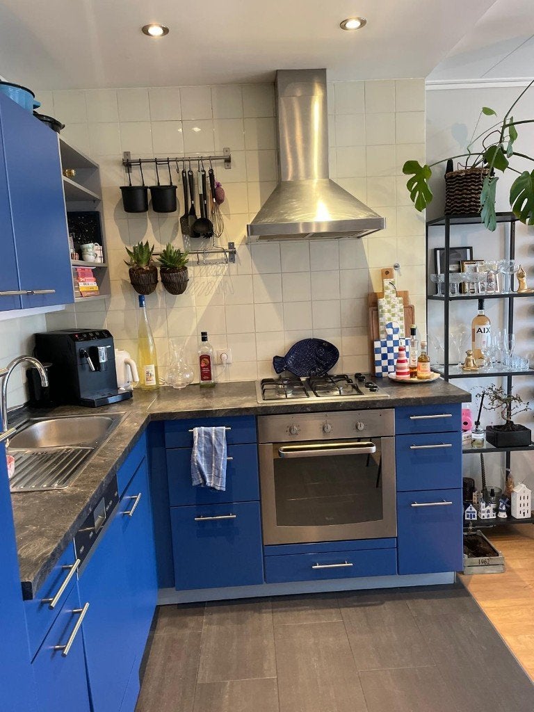Complete keuken inclusief apparatuur, Huis en Inrichting, Ophalen, Gebruikt, Blauw, Hoekkeuken