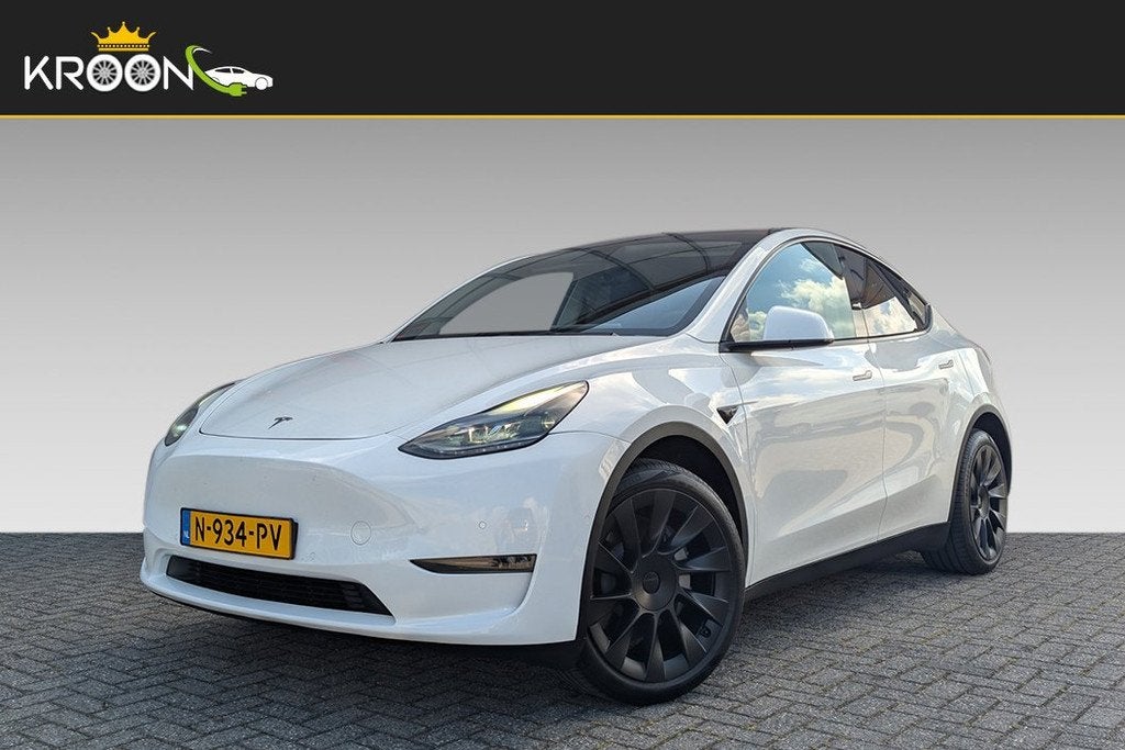 Tesla Model Y Long Range AWD 75kWh SOH 91% (bj 2021), Auto's, Tesla, Automaat, Gebruikt, Zwart, Met garantie (alle)