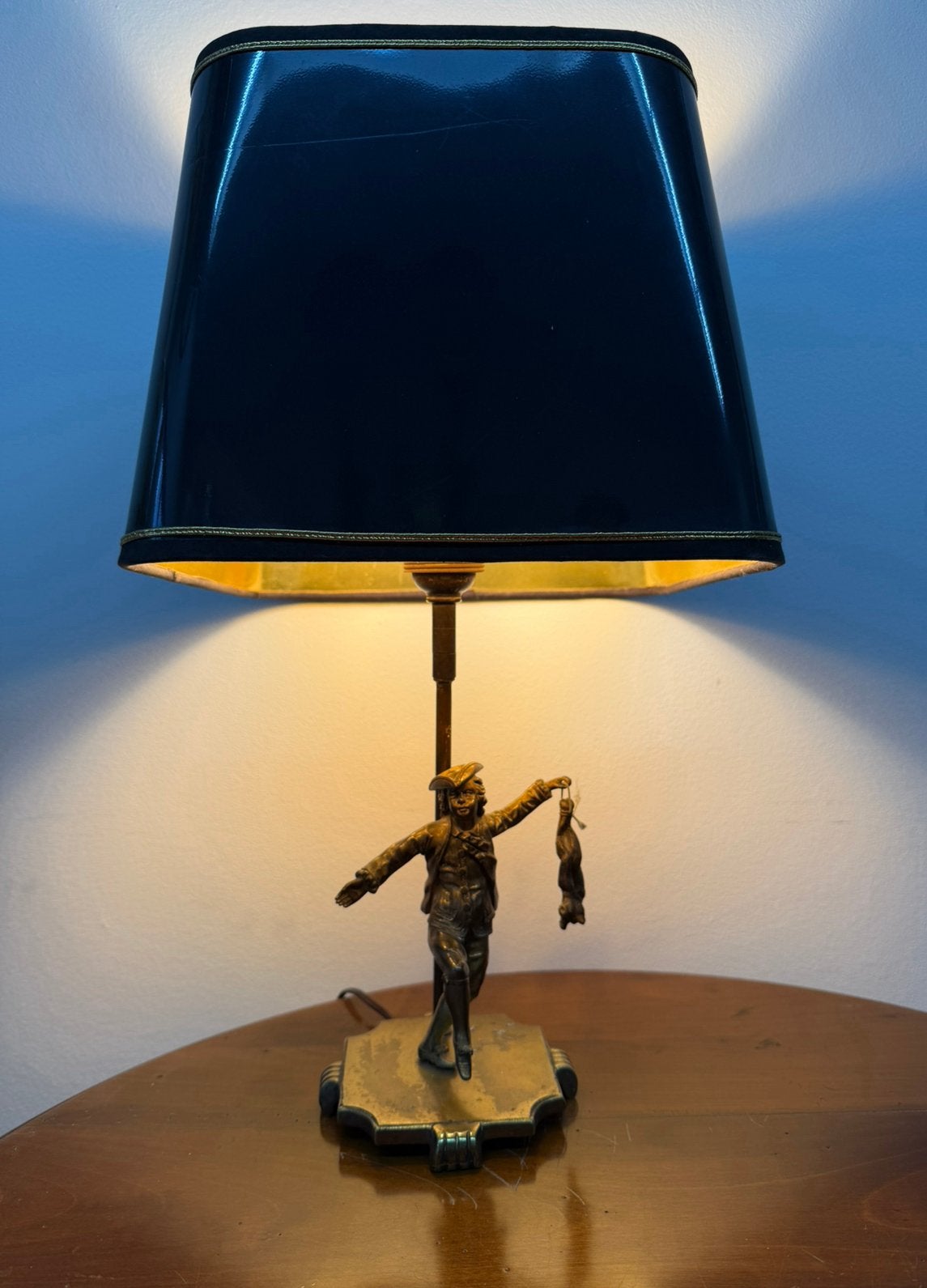 Vintage Figurale Tafellamp Jongen met Haas ca. 1930, Ophalen of Verzenden
