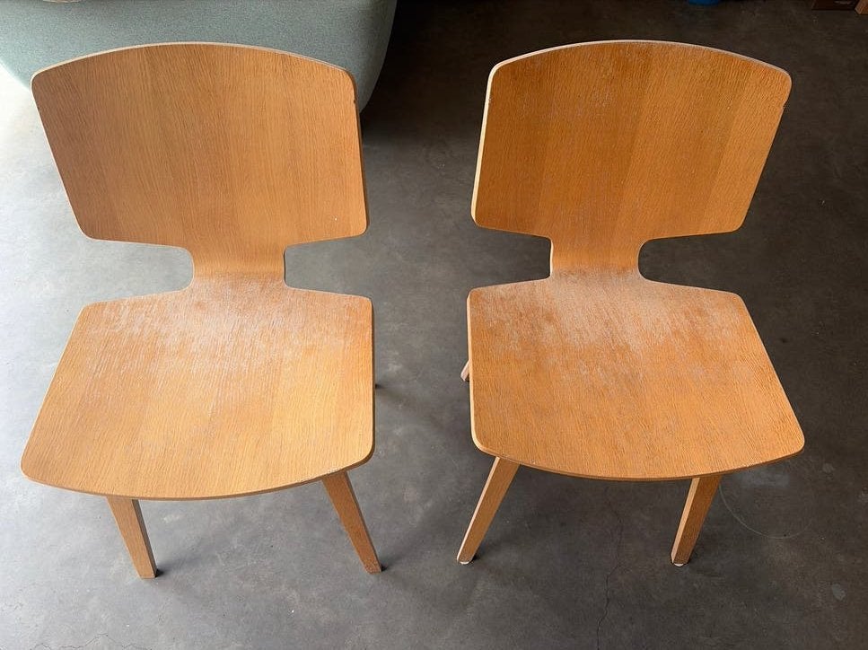 Set van 2 houten stoelen Bolia - Gebogen multiplex design, Huis en Inrichting, Ophalen, Gebruikt, Twee, Overige kleuren