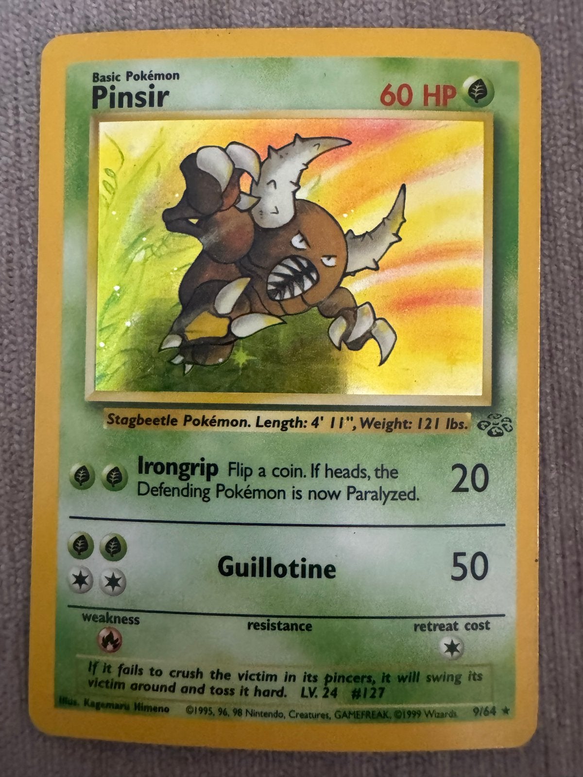Pinsir Pokémon Kaart - Jungle Set (1999) - 9/64, Ophalen of Verzenden, Losse kaart