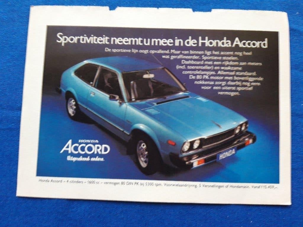 Honda Accord 1976- originele advertentie, Verzamelen, Ophalen of Verzenden, Zo goed als nieuw, Auto's