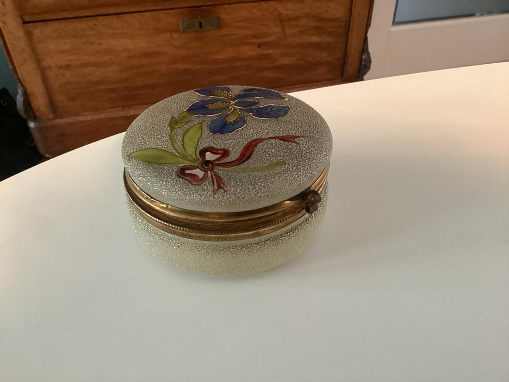 Vintage sierraden doosjes glas met bloemmotief, Antiek en Kunst, Ophalen of Verzenden