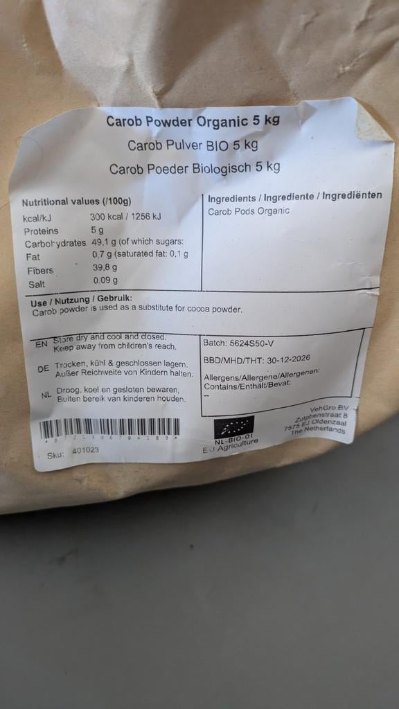 Carob poeder biologisch, Ophalen of Verzenden