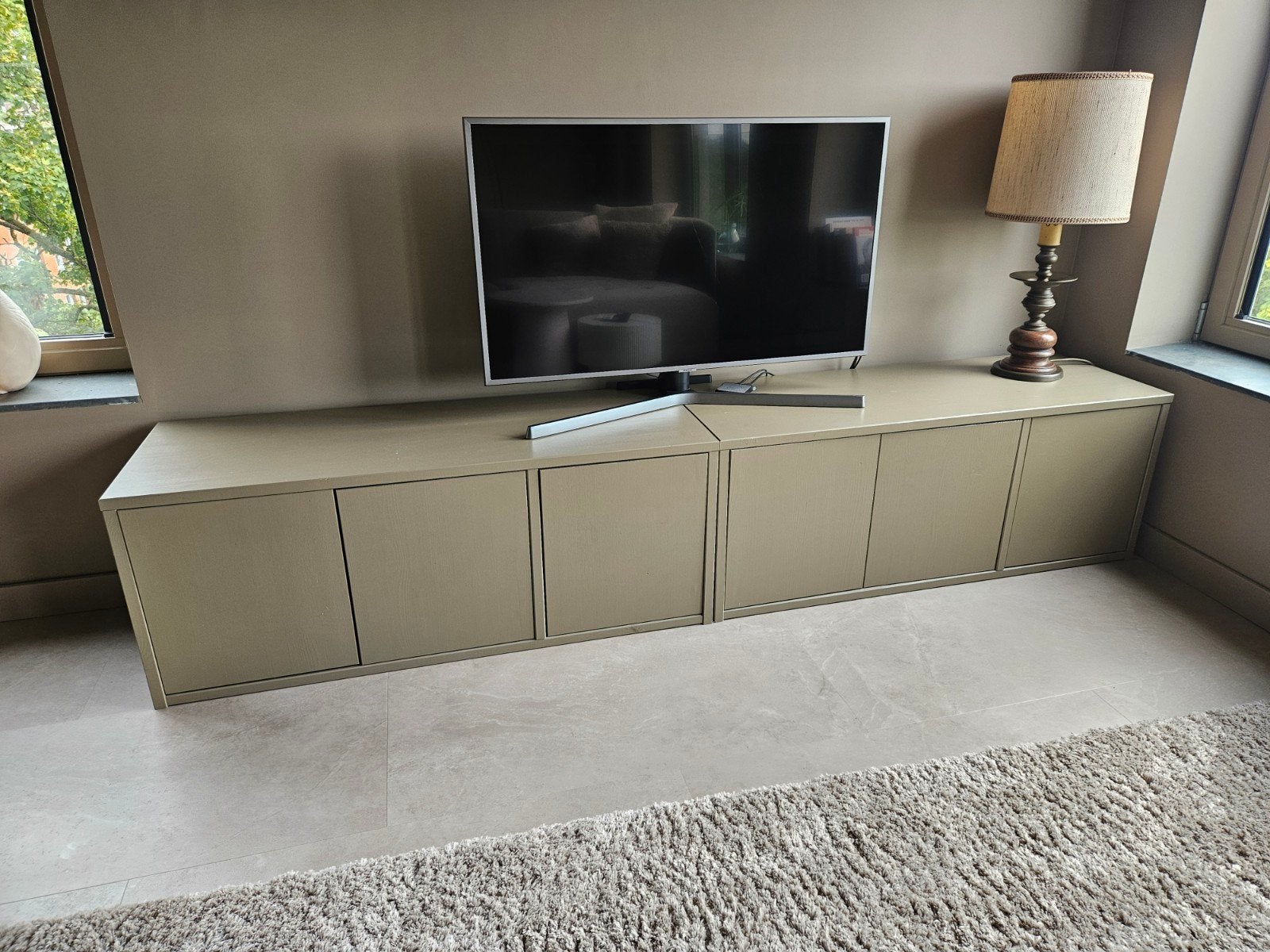 Tv-meubels / kastjes (2 stuks of per stuk) (taupe), Ophalen, 100 tot 150 cm, Zo goed als nieuw, Minder dan 100 cm
