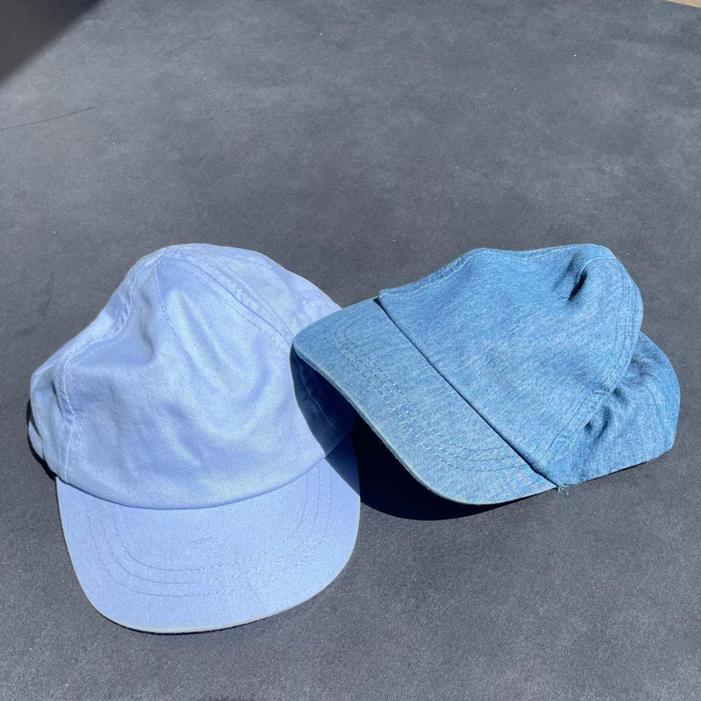 Baby petten 2 maten blauw, Ophalen, Zo goed als nieuw, Jongetje of Meisje, Pet