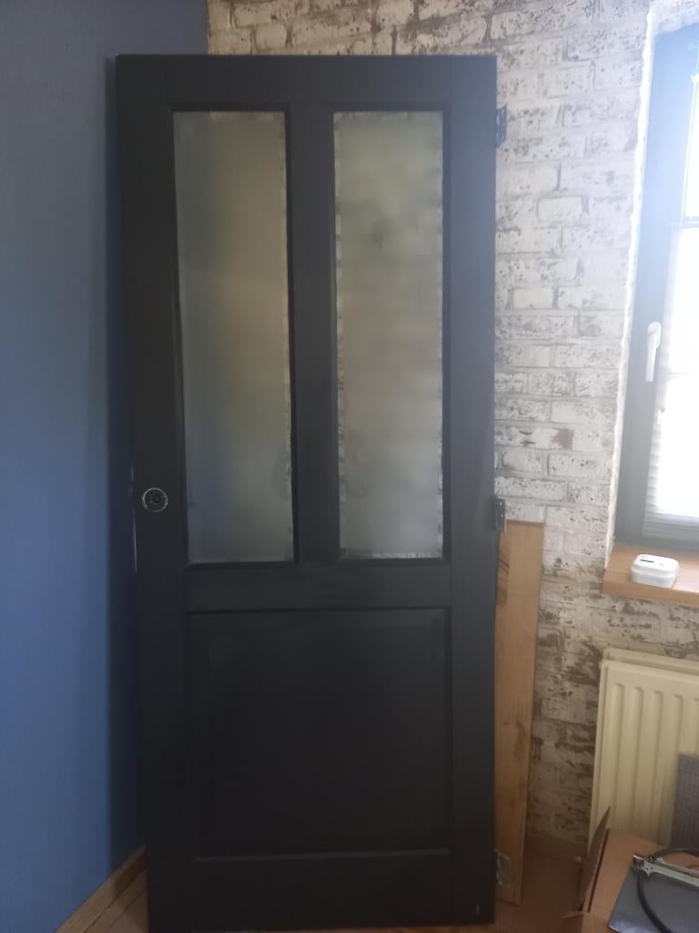 Binnendeur met facet glas  stomp, Doe-het-zelf en Verbouw, Deuren en Horren, Ophalen, Gebruikt, 80 tot 100 cm, Binnendeur