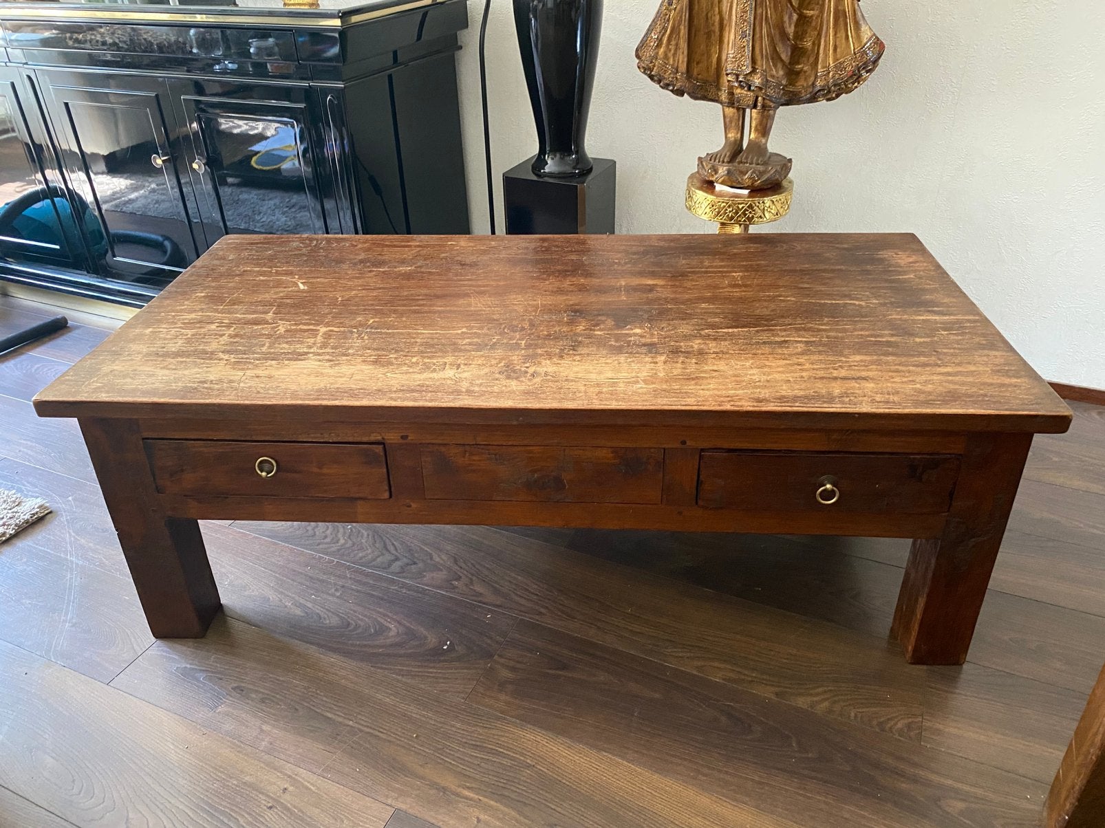Zware eikenhouten salontafel, Huis en Inrichting, Ophalen, Gebruikt, 100 tot 150 cm, Salontafel