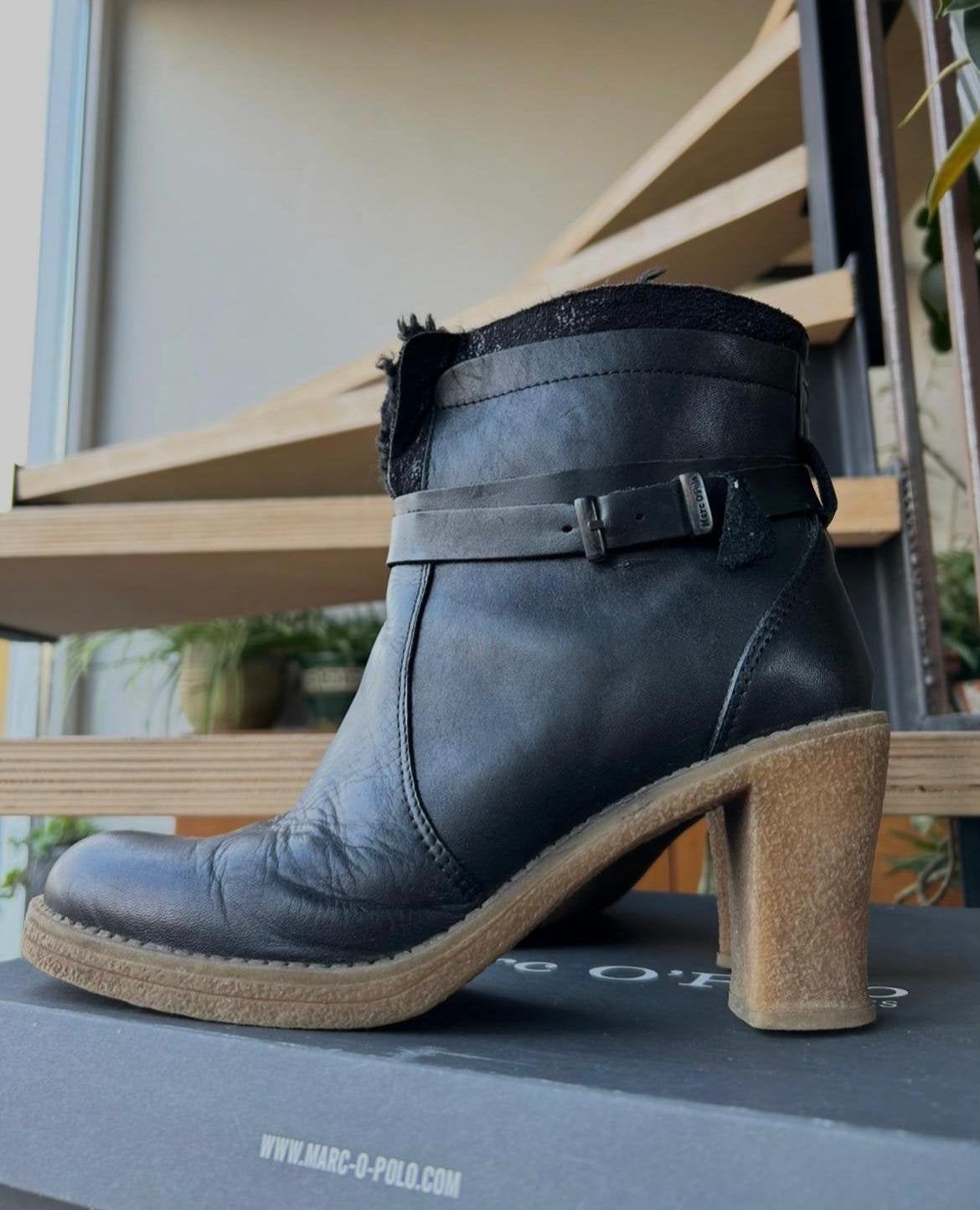 Marco O'Polo leren korte laarsjes zwart maat 40, Ophalen, Schoenen met lage hakken, Zwart, Nieuw