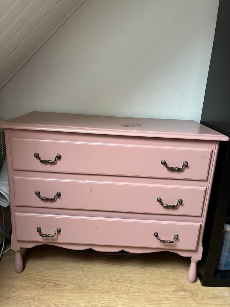 Roze ladekast - 100x44x80cm - Vintage stijl, Ophalen, Gebruikt, 50 tot 100 cm, 3 of 4 laden