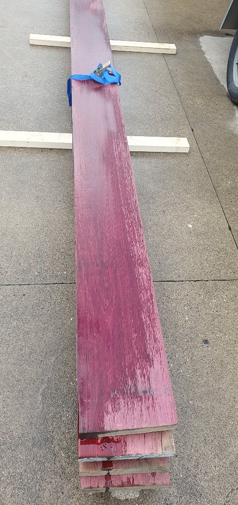 7 stuks massief purperhart / Purpleheart / Amaranth, Ophalen, 25 tot 50 mm, Nieuw, 300 cm of meer