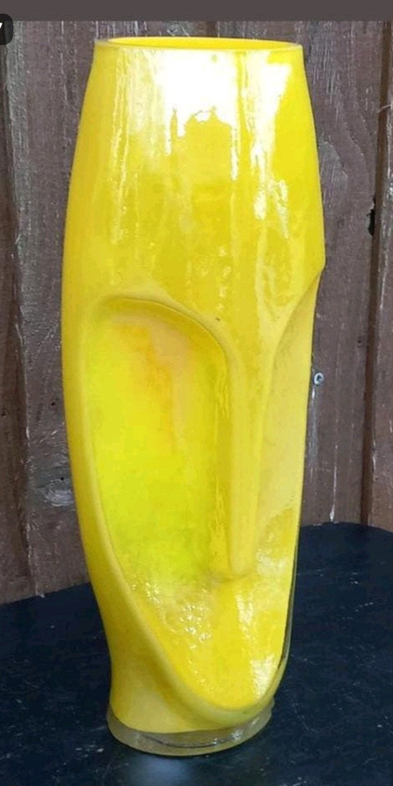 Gele glazen vaas met gezicht - Colmore design, Ophalen of Verzenden