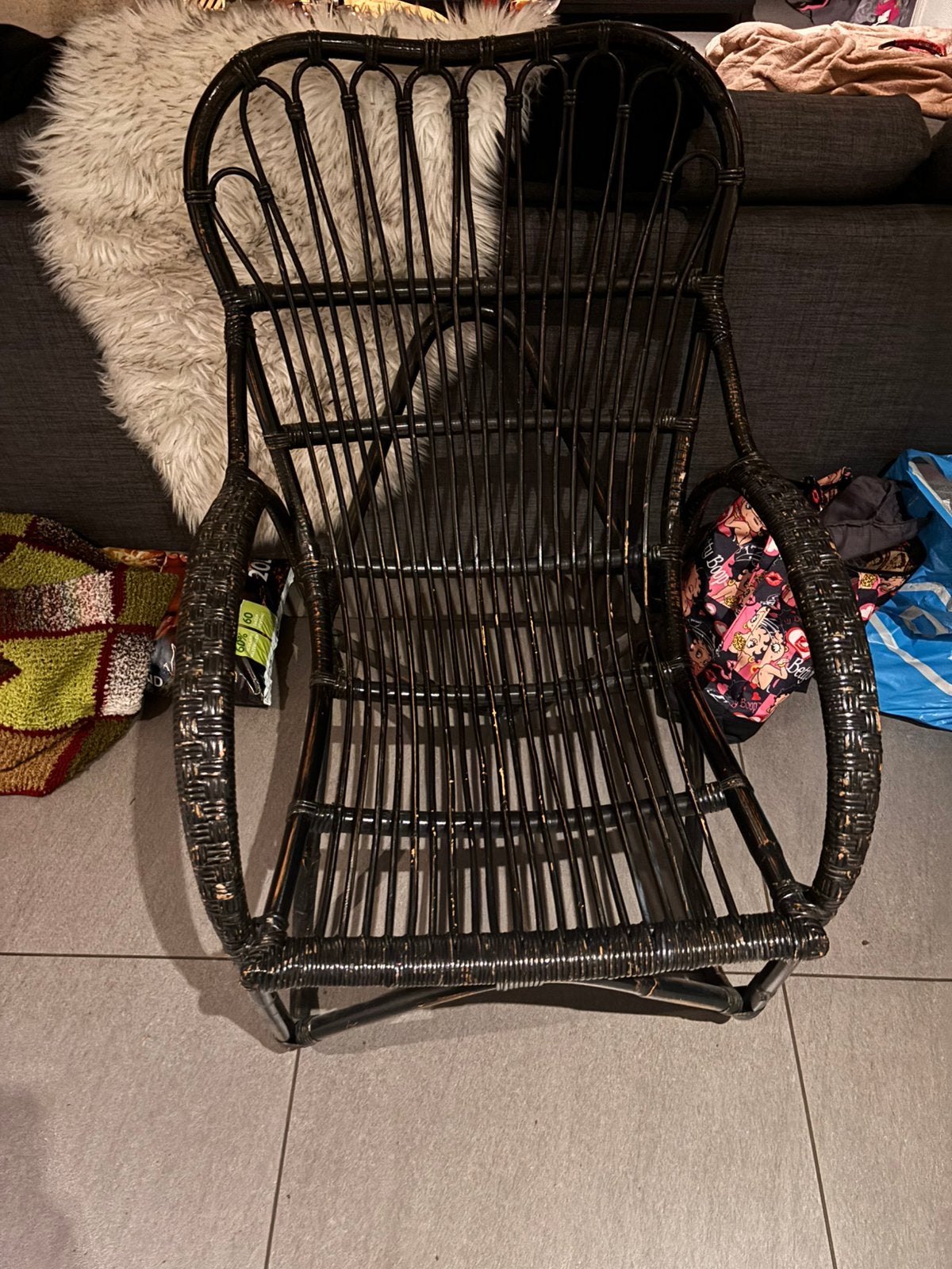 Zwarte Bamboe stoel, Huis en Inrichting, Stoelen, Ophalen, Zo goed als nieuw, Zwart, Eén