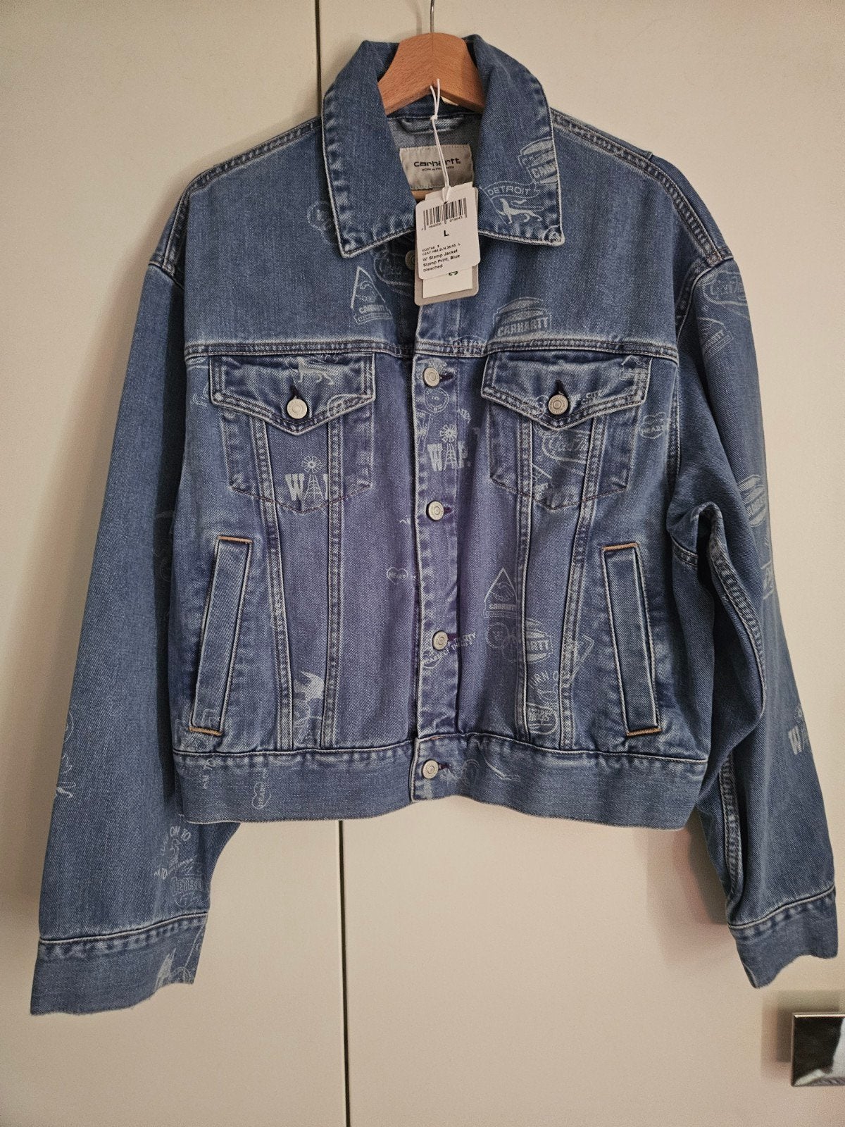 Carhartt Wip W stamp spijker jack dames maat L/42, Ophalen, Blauw, Maat 42/44 (L), Nieuw