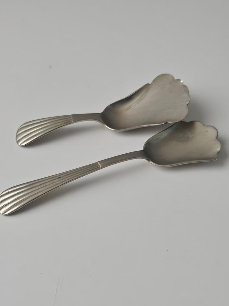 Set van 2 Suikerschepjes, lepel, Gowe zilver, antiek, Antiek en Kunst, Antiek | Bestek, Ophalen of Verzenden