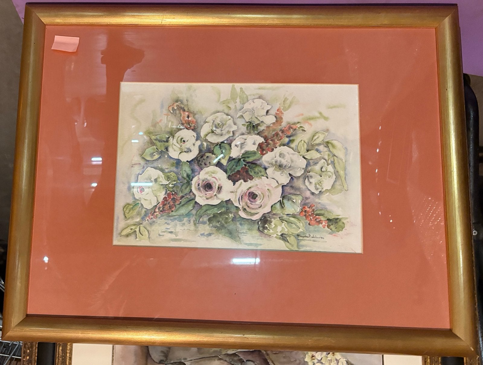 Aquarel in lijst, Antiek en Kunst, Kunst | Schilderijen | Modern, Ophalen, Acrylverf, Handgeschilderd, Overige materialen