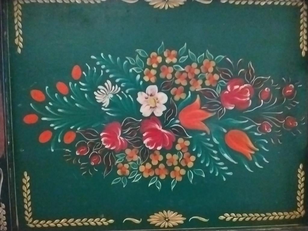 Groen dienblad met bloemenpatroon, Antiek en Kunst, Ophalen of Verzenden