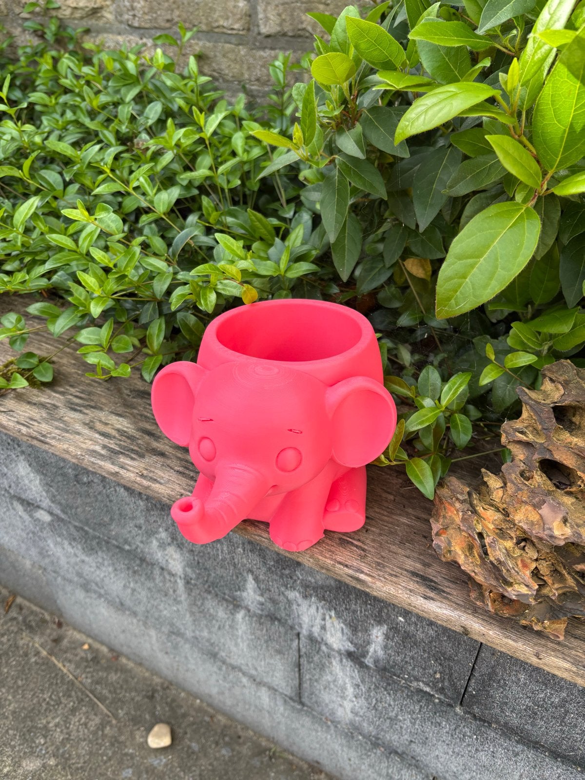 Leuke 3D geprinte olifant bloempot - Roze, Tuin en Terras, Kunststof, Ophalen of Verzenden, Overige vormen, Binnen
