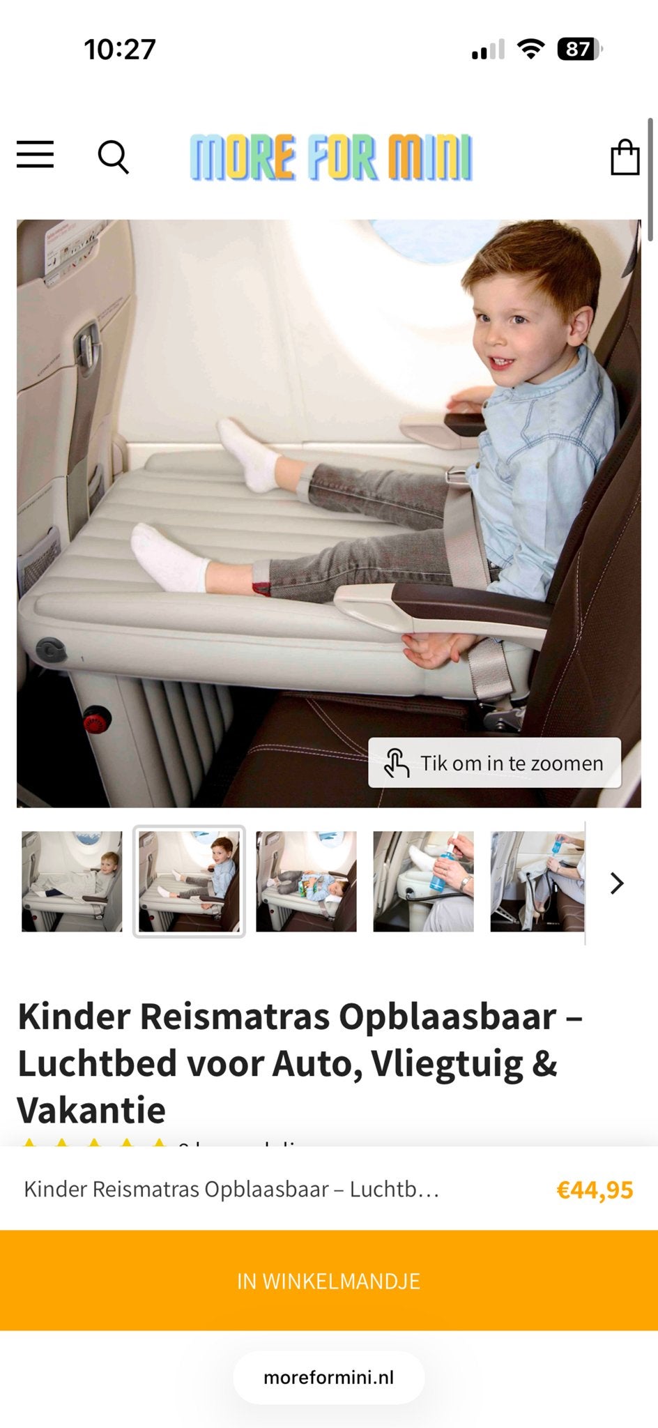 Kinder Reismatras Opblaasbaar - Luchtbed voor Auto, Vliegtui, Ophalen, Overige typen, Nieuw, Overige merken