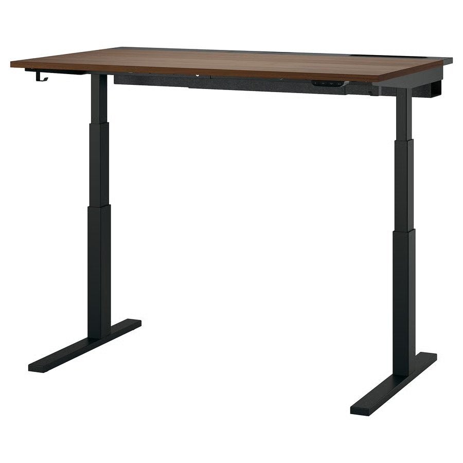 IKEA MITTZON Zit/Sta Bureau Elektrisch – Walnoot 120x68, Ophalen, Zit-sta bureau, 120 cm, Hout