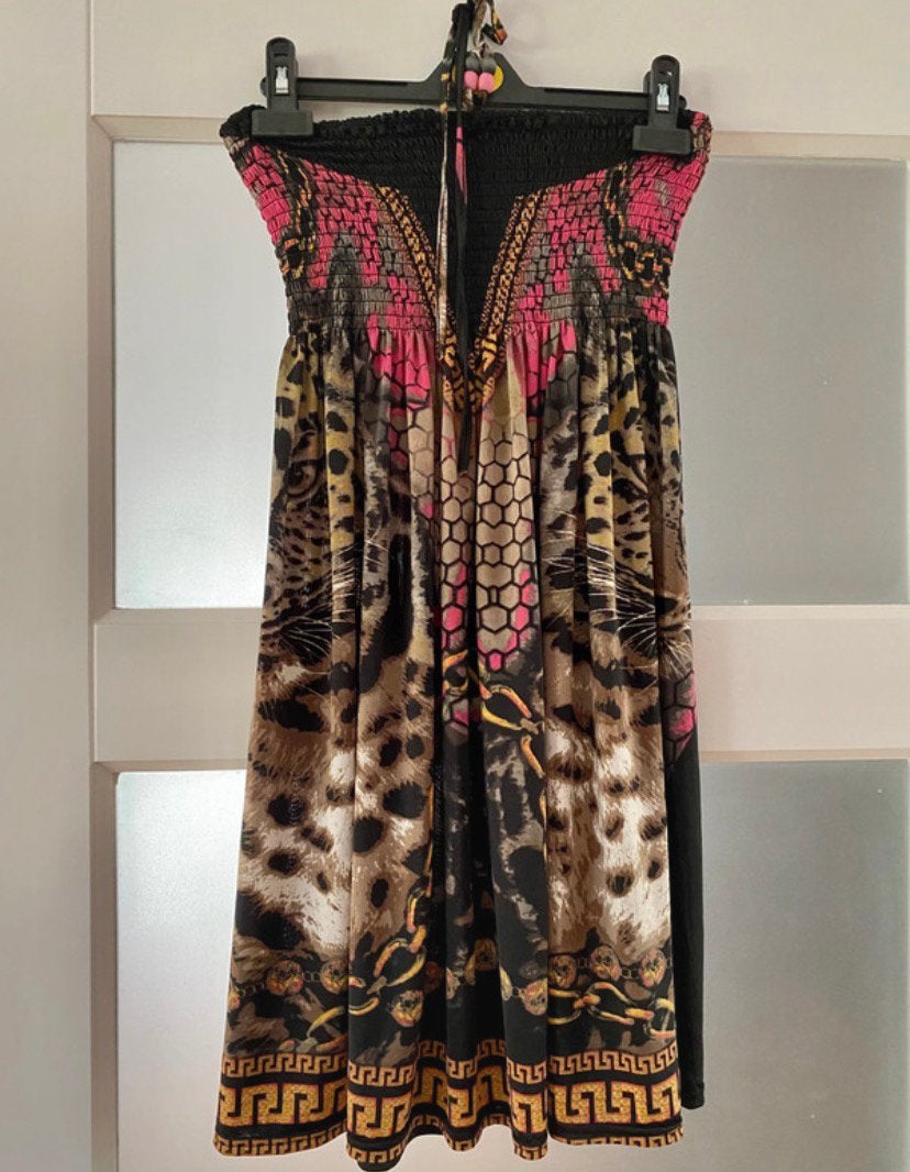 Vintage strapless/ halterjurk/ tuniek - maat M, Maat 38/40 (M), Zwart, Ophalen of Verzenden, Zo goed als nieuw