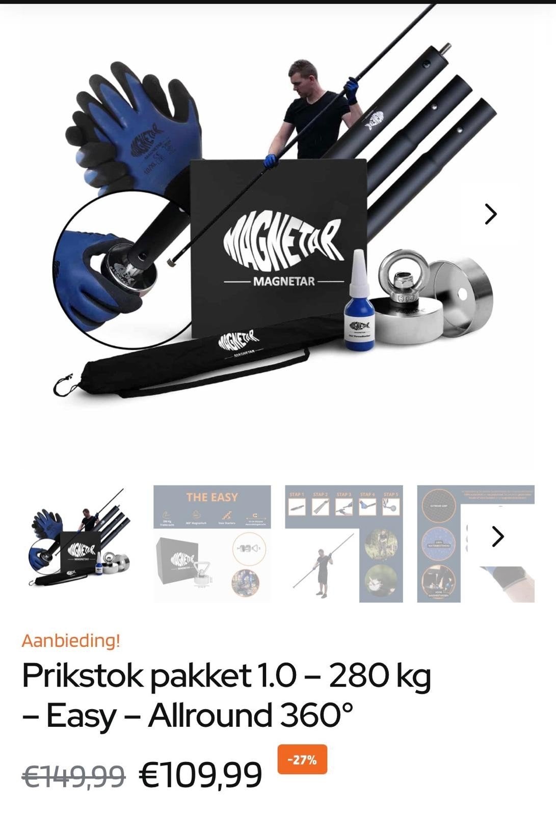 Magnetar Prikstok pakket 1.0 - 280 kg trekkracht, Ophalen of Verzenden, Gebruikt