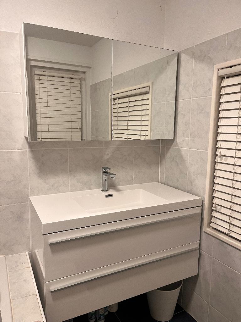 Badkamermeubel met spiegelkast, Huis en Inrichting, Badkamer | Badkamermeubels, Ophalen, Gebruikt, 100 tot 150 cm, 50 tot 100 cm