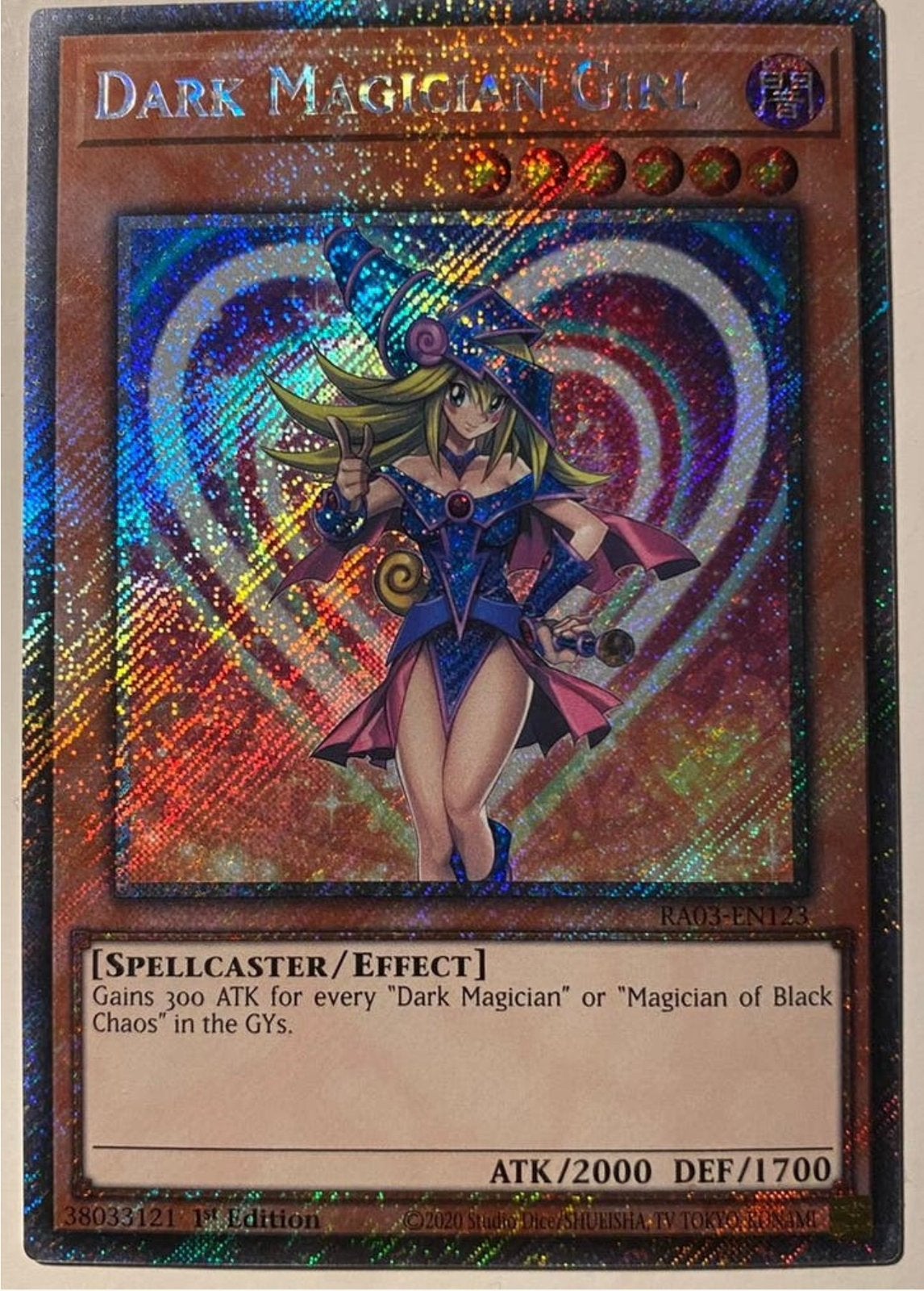 Yu-Gi-Oh! Dark Magician Girl RA03 1st Edition !, Hobby en Vrije tijd, Verzamelkaartspellen | Yu-gi-Oh!, Ophalen of Verzenden, Zo goed als nieuw