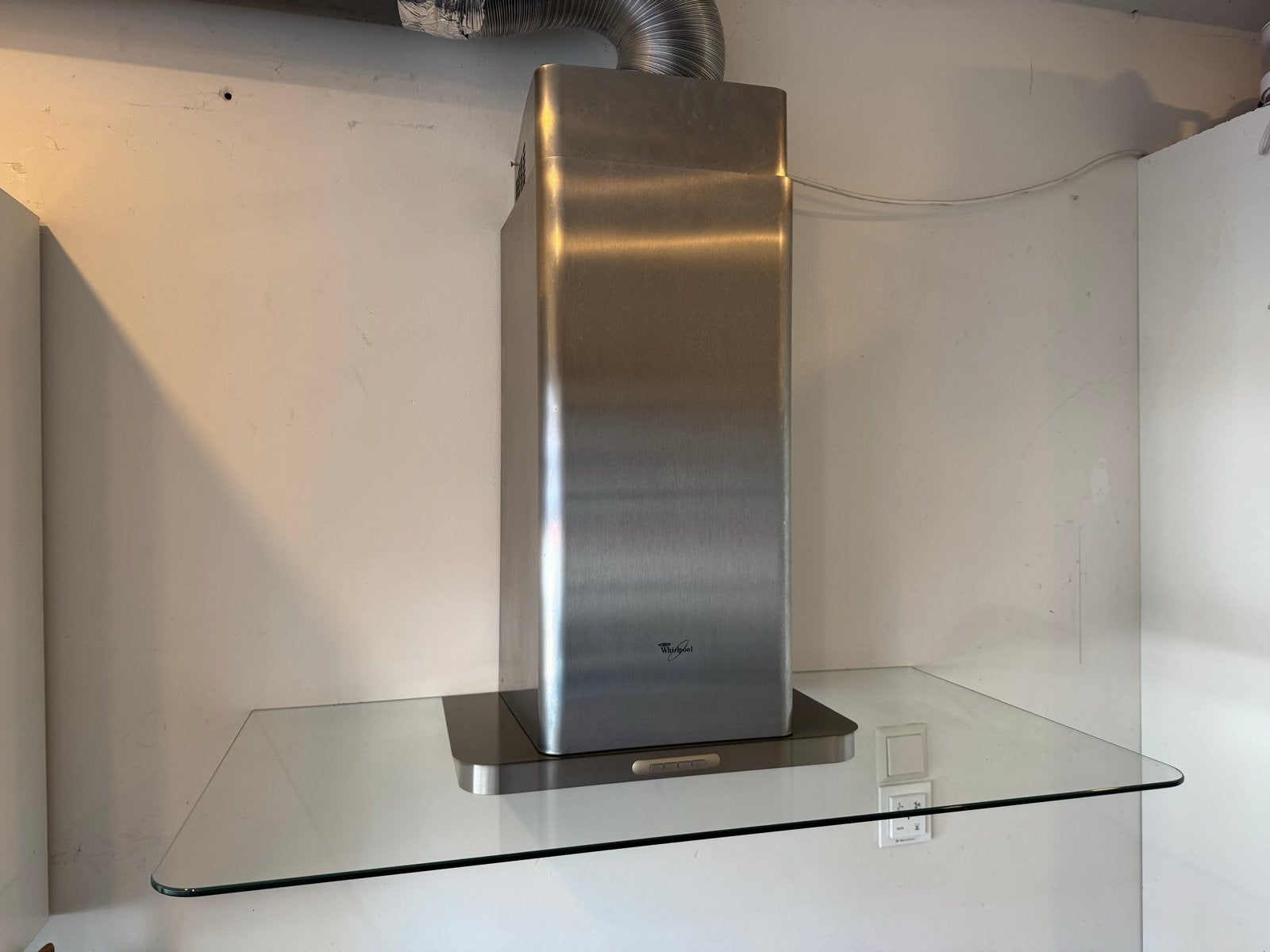 Whirlpool AKR 958 IX Afzuigkap - RVS met Glas, Witgoed en Apparatuur, Ophalen, Gebruikt, Wandschouwkap, Vrijstaand