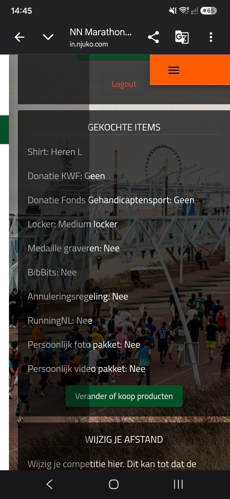 Marathon ticket + medium locker te koop, Tickets en Kaartjes, Sport | Overige, Eén persoon