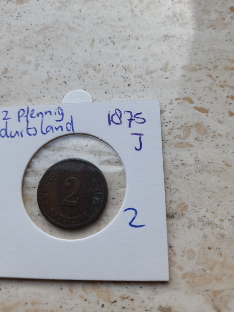 2 Pfennig 1875 J Duitsland (nr 2), Ophalen of Verzenden, Duitsland, Losse munt