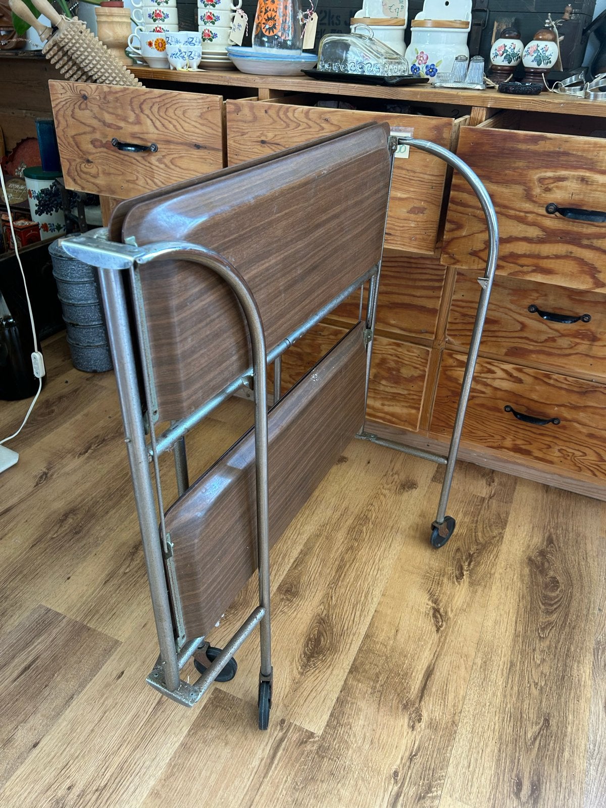 Vintage Bremshey serveerwagen chroom/houtlook jaren 60/70, Ophalen of Verzenden