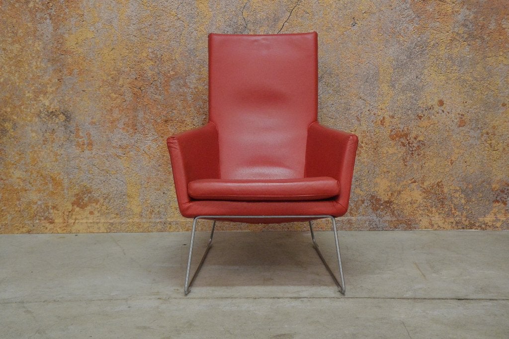 ZGANieuw fraaie rode leren Label Don design fauteuil