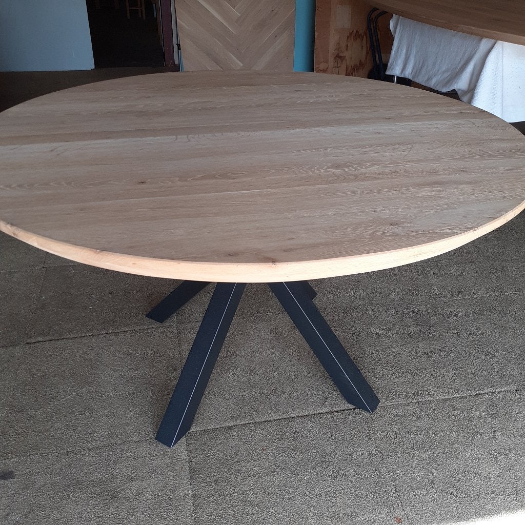 Ronde eiken tafel verjongd 140 cm. NIEUW., Rond, Nieuw, Ophalen of Verzenden, Eikenhout