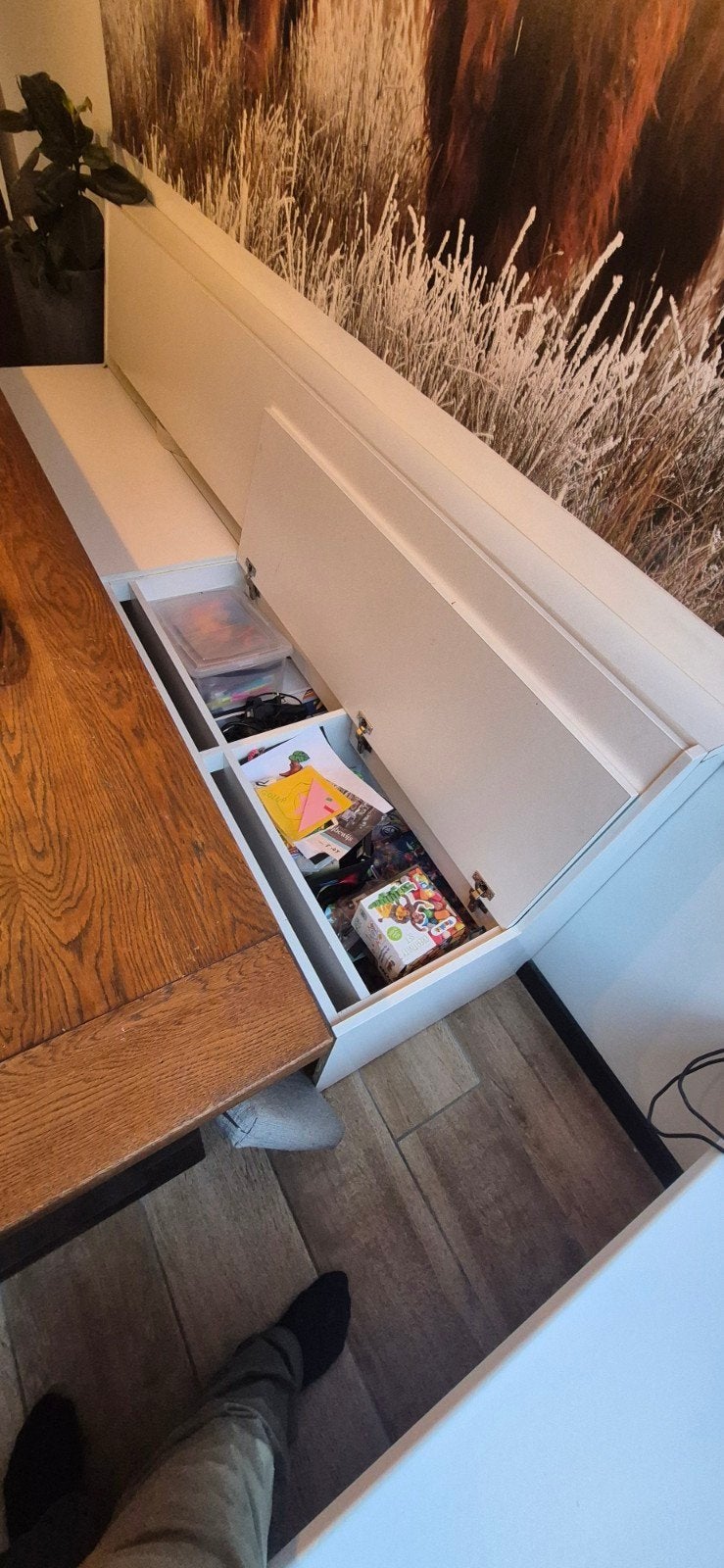 Eettafelbank met handige opbergvakken, Huis en Inrichting, Stoelen, Ophalen, Gebruikt, Modern, functioneel, Drie