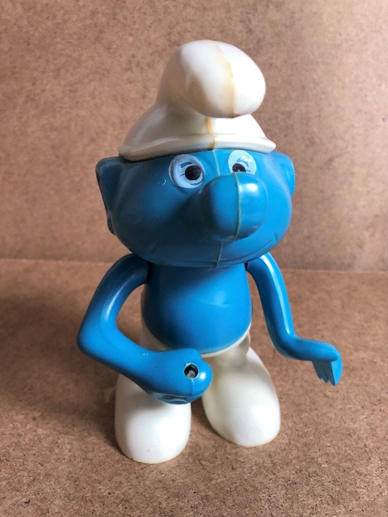 Vintage Spaarpot Smurf Trompetsmurf 16 cm, Verzamelen, Spaarpotten, Ophalen of Verzenden, Gebruikt, Kunststof, Overige thema's