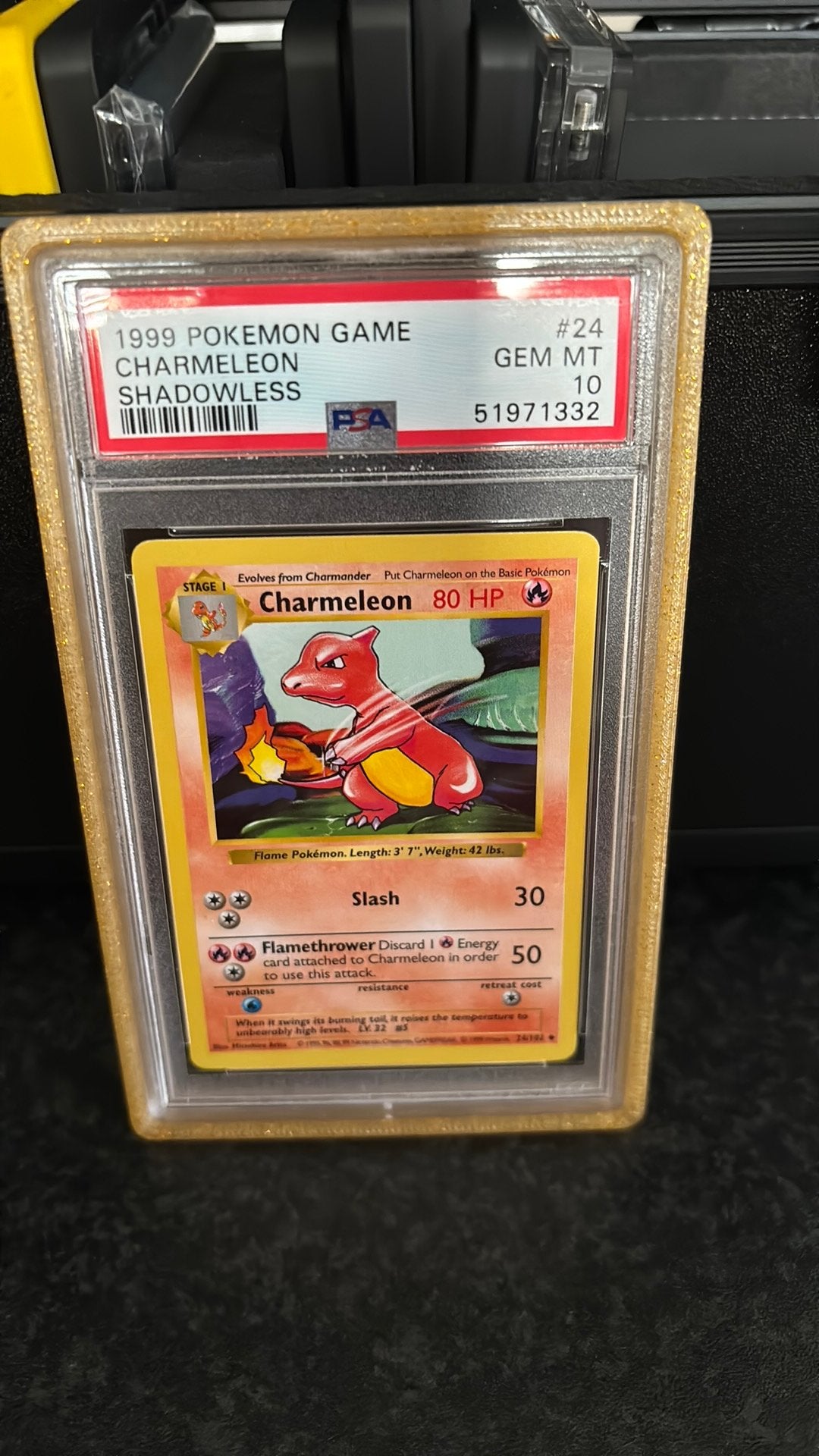 Charmeleon [Shadowless] #24 Pokemon Base Set PSA 10, Ophalen of Verzenden, Zo goed als nieuw