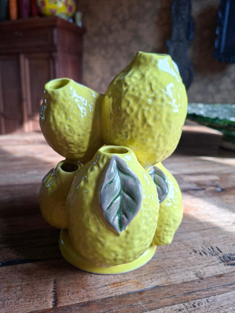Des Pots vaas, Huis en Inrichting, Woonaccessoires | Vazen, Geel, Ophalen of Verzenden, Zo goed als nieuw, 20 cm