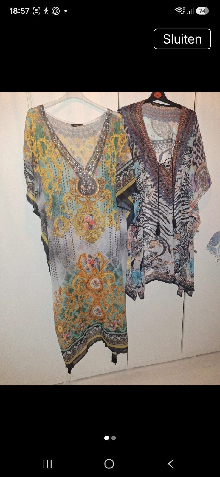 2 stuks kaftans/tunieken, maat XL, Meerkleurig, Maat 46/48 (XL) of groter, Ophalen of Verzenden, Onder de knie