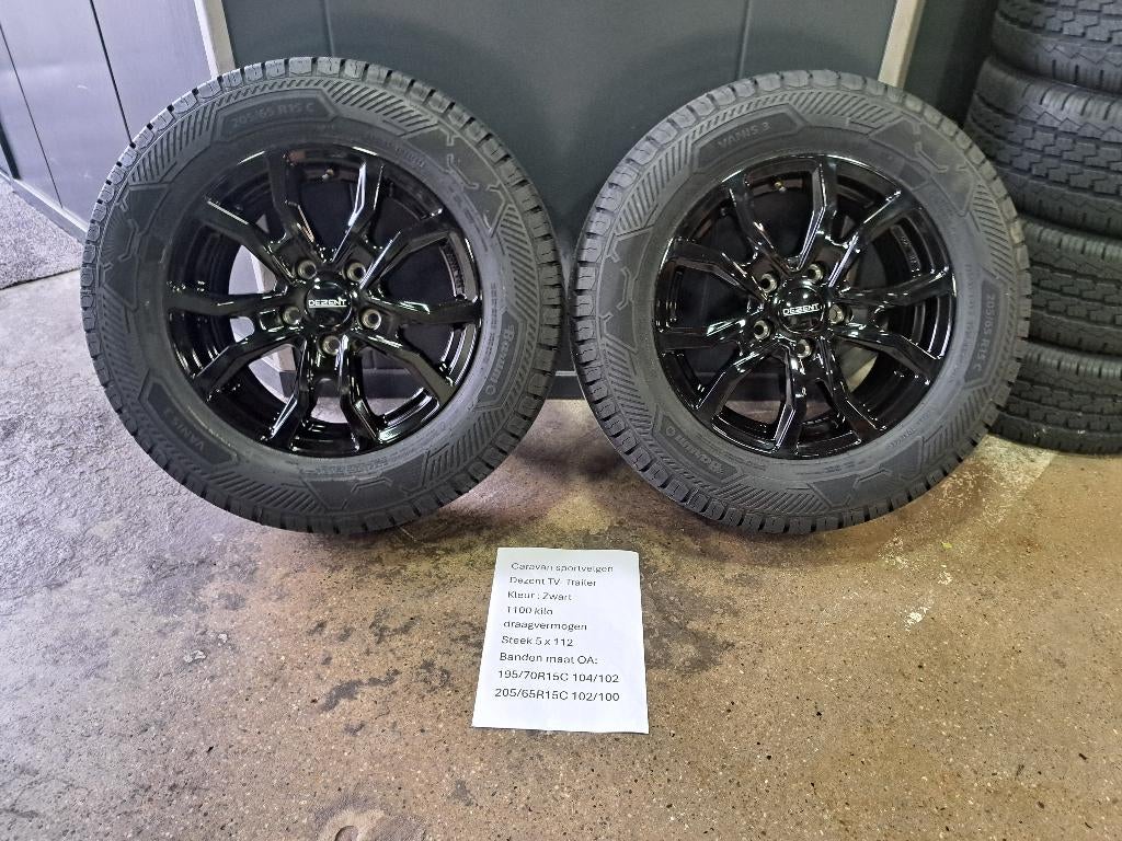 Caravan 15 inch nieuwe set sportwielen Kleur zwart verzwaard, Auto-onderdelen, Banden en Velgen, 15 inch, Dezent, Banden en Velgen