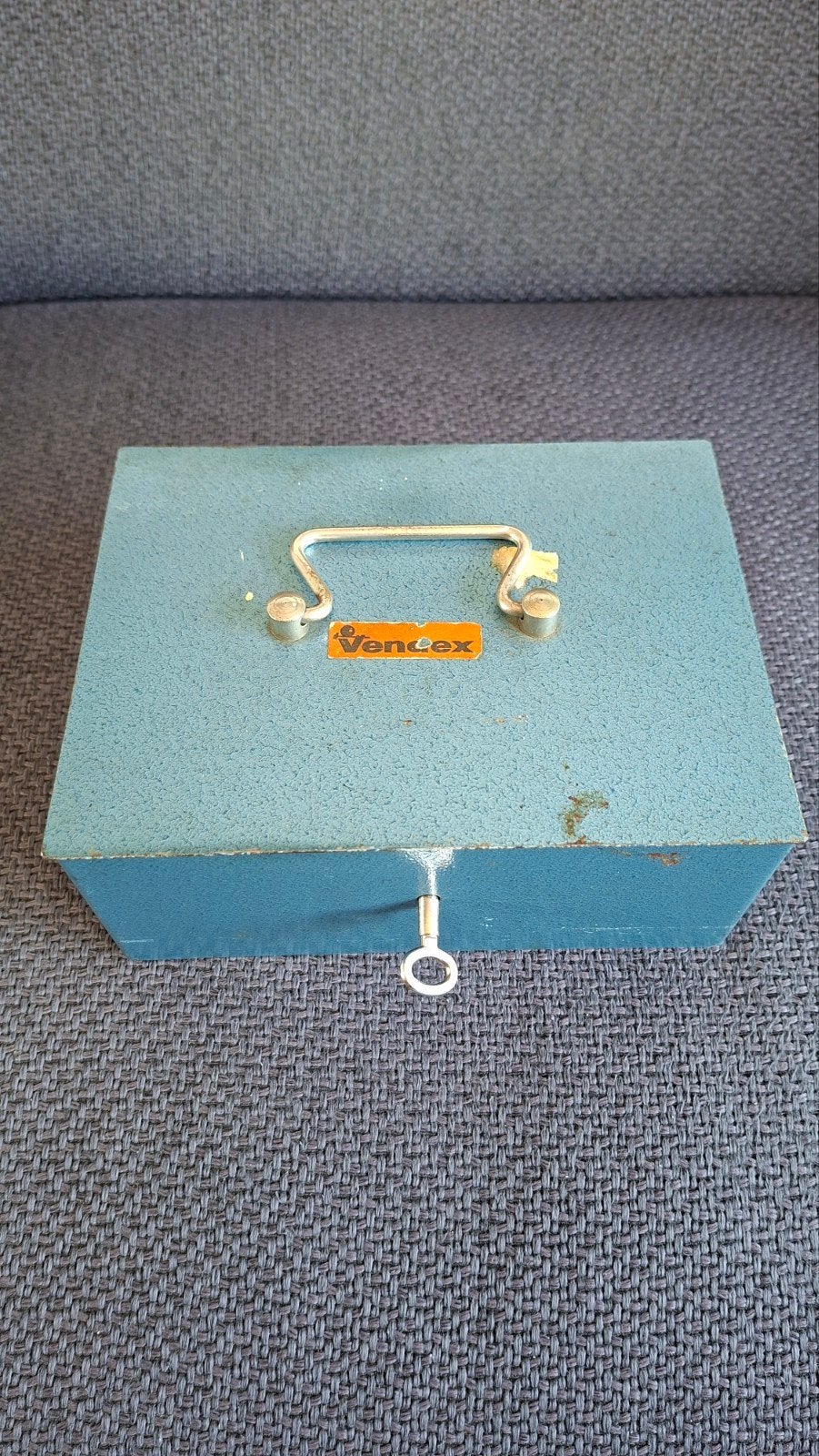 Vintage Vendex Brandkast / Geldkistje - Blauw, Ophalen, Gebruikt, Brandkast