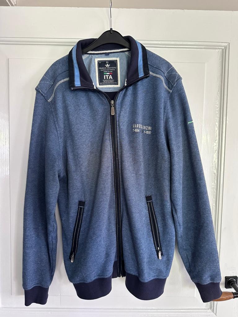 Marco Manzini Trui Vest Blauw Maat M, Kleding | Heren, Ophalen of Verzenden, Zo goed als nieuw, Maat 48/50 (M), Blauw