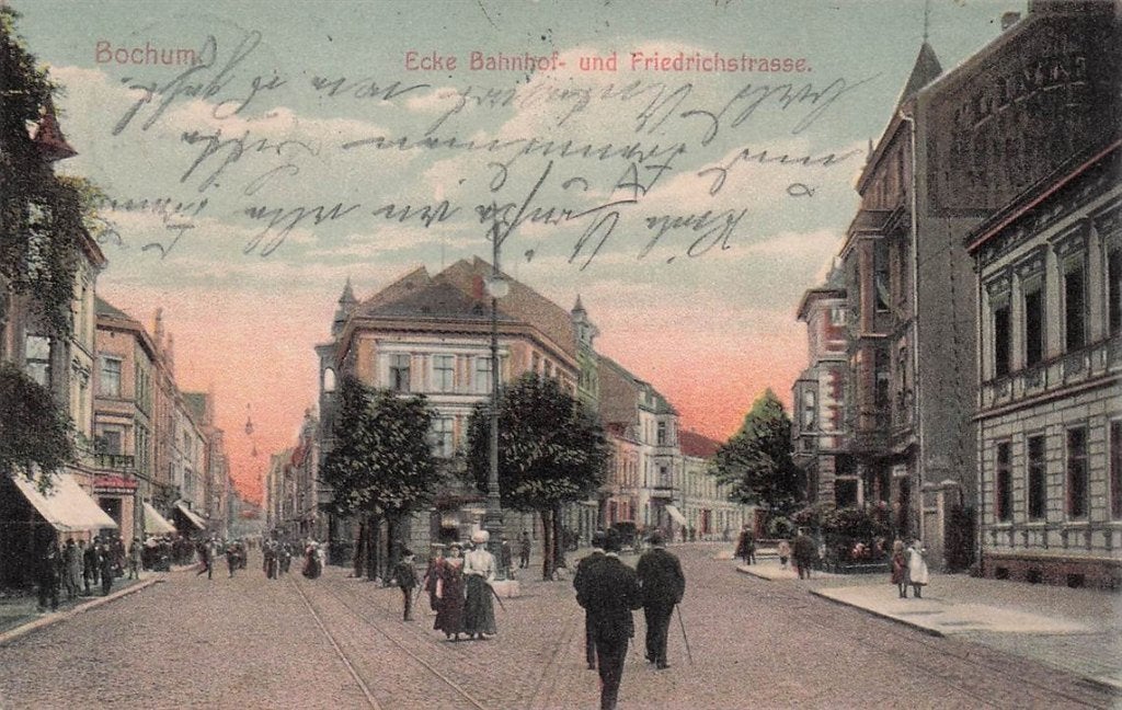 703-102-031 Ecke Bahnhof- und Friedrichstrasse Bochum, Ophalen of Verzenden, Voor 1920, Duitsland