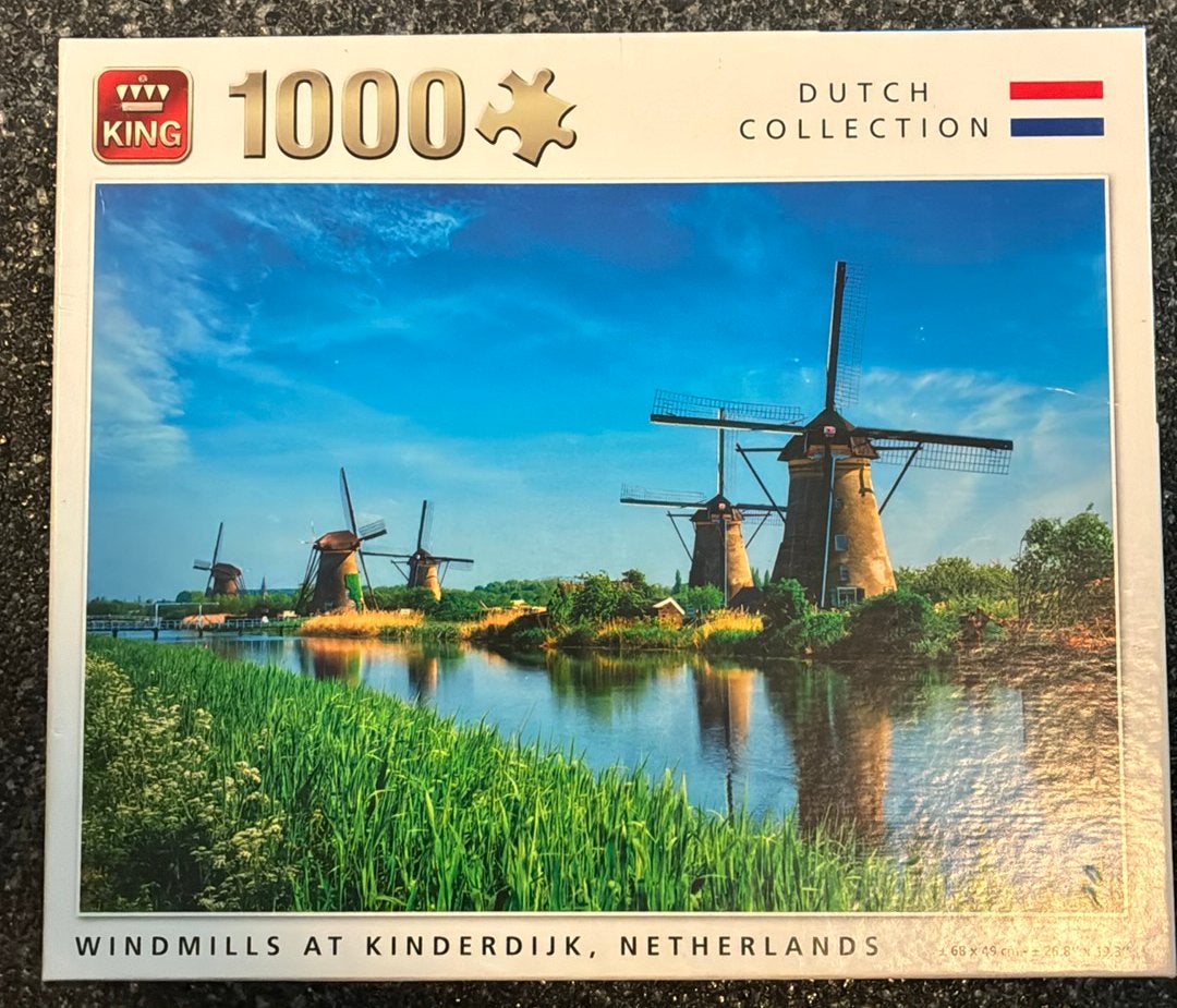 Windmills at kinderdijk Netherlands - Dutch Collection, Ophalen of Verzenden, 500 t/m 1500 stukjes, Zo goed als nieuw, Legpuzzel