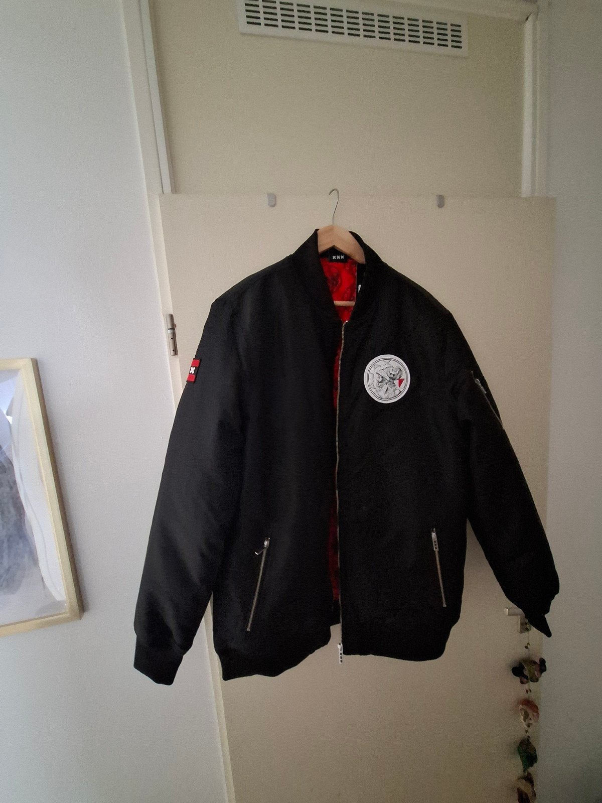 Ajax Bomberjack Zwart met Rode Voering - Maat 2XL, Zwart, Ophalen of Verzenden, Ajax, Maat 56/58 (XL)