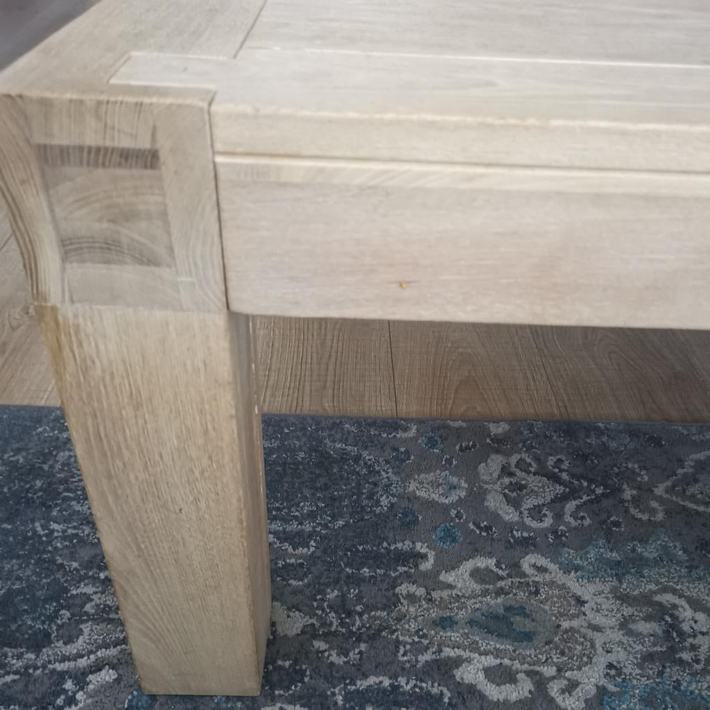 Blank eiken/white wash  salontafel 140x80x42, Huis en Inrichting, Tafels | Salontafels, Ophalen, Gebruikt, 100 tot 150 cm, Eikenhout